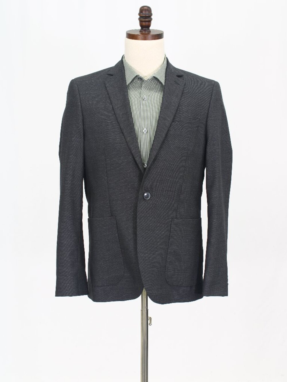 H&M 38R Gray Blazer Sport Coat Jacket 1-Button Solid W702